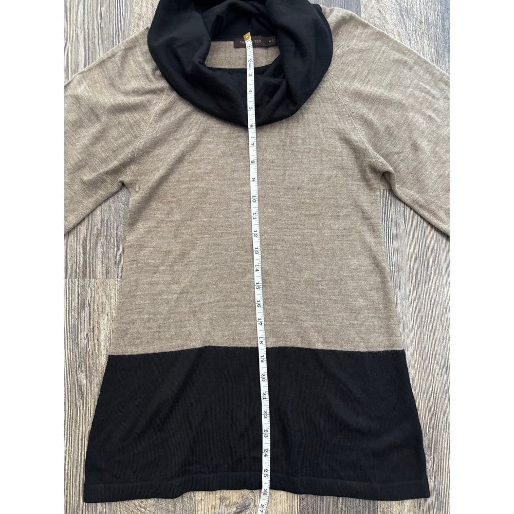 The Limited Cowl Neck Color Block Short Sleeve Sweater Tan Black XS - Picture 3 of 6